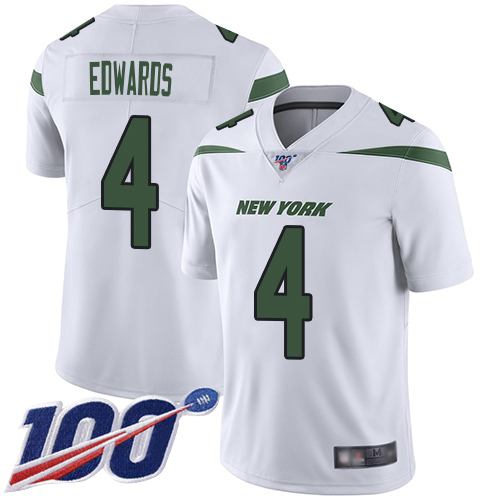 New York Jets Limited White Men Lac Edwards Road Jersey NFL Football #4 100th Season Vapor Untouchable->women nfl jersey->Women Jersey